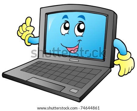 Cartoon Smiling Laptop - Vector Illustration. - 74644861 : Shutterstock