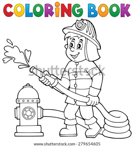 Coloring book firefighter theme 1 - eps10 vector illustration.