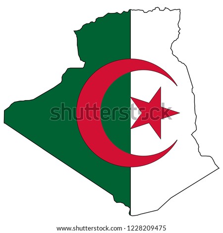 Algeria Map And Algeria Flag Vector