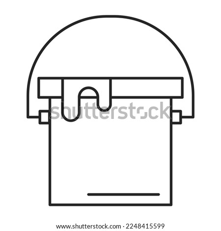 Paint bucket icon vector isolated. Line symbol of a work tool, concept of home repair and decoration. Liquid paint in the bucket, line style.