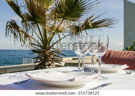 Wineglasses on the sunny terrace