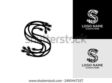 letter s logo vector using fiber Network cable, fiber optic, Optical Fiber