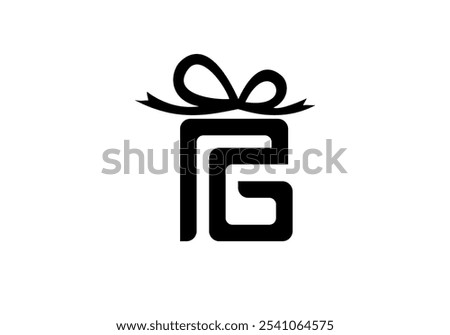 Vector sign logo inspiration typography gift sign in the form of letter G with ribbon on top.