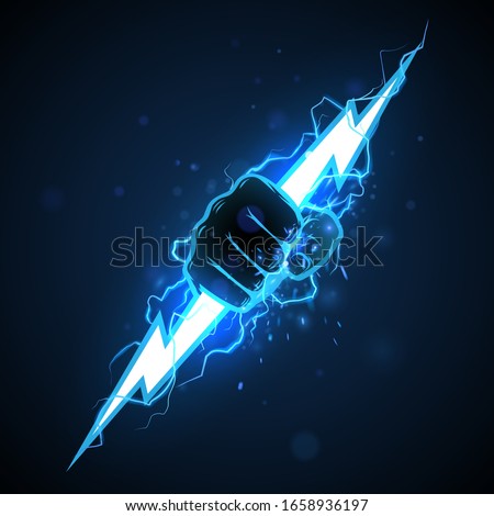Fist with blue lightning illustration