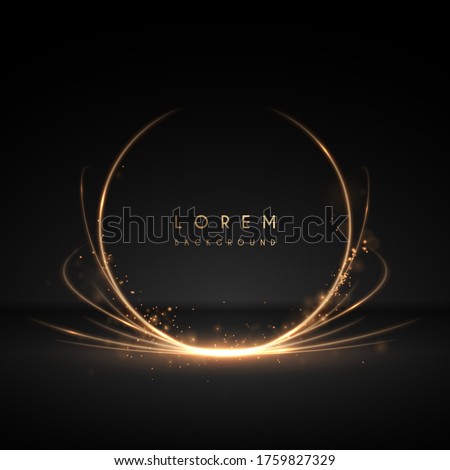 Abstract gold light circle luxury effect on black background
