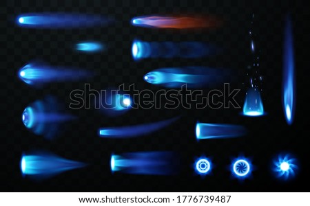 Jet flame set on transparent background