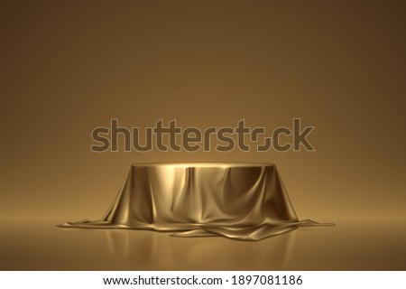 Round podium covered with golden cloth Stock foto © 
