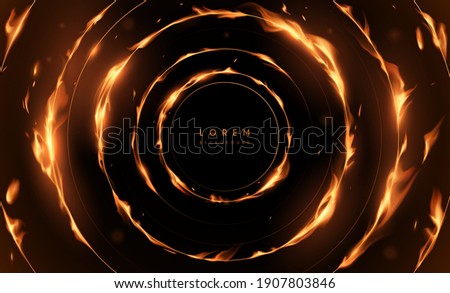 Realistic fire burning rings background