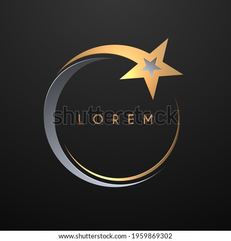 Gold and silver circle star logo template