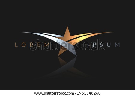 Gold and silver star logo template