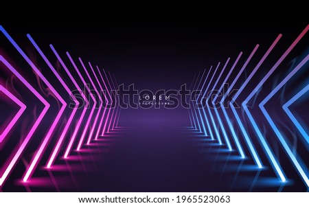 Abstract neon light arrows background