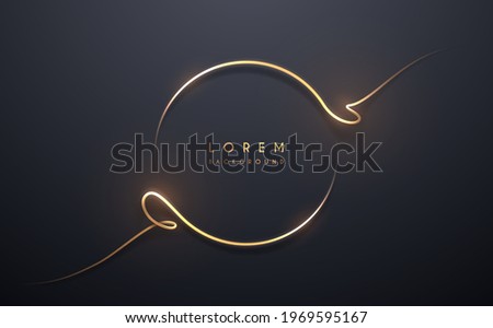Circle golden thread on black background