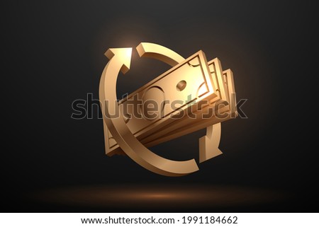currency exchange gold sign on black background