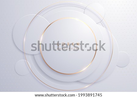 Abstract white and gold circle shapes background