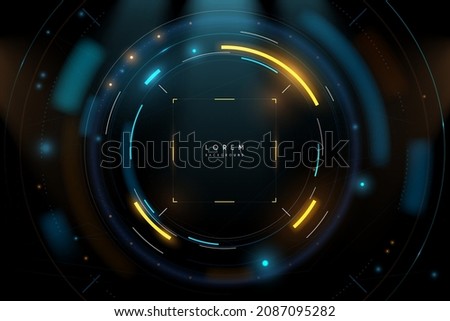 Abstract futuristic blue and yellow circle interface background