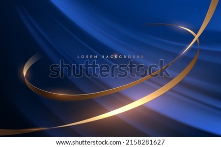 Golden ribbon on blue background