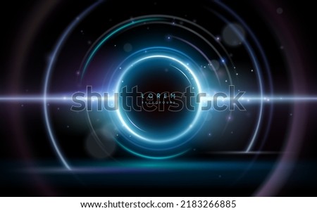 Abstract neon color circle light effect background