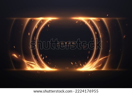 Abstract circle light effect with flames and sparks