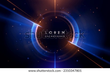 Abstract blue and yellow circle light effect on black background