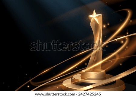 Golden star trophy with light effects