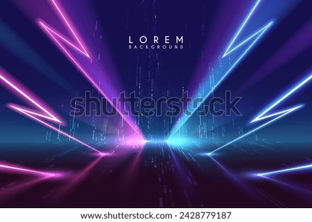 Neon lightnings background with glow effect