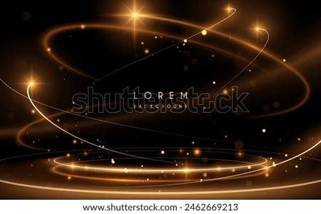 Abstract golden light motion lines on black background