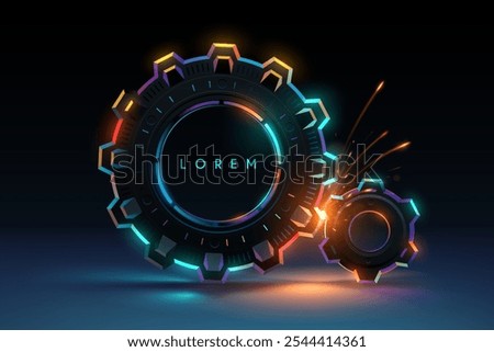 Neon gears with sparks effect