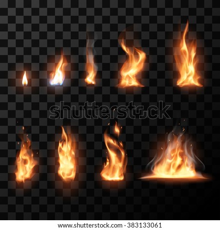 Realistic fire flames set Stock foto © 