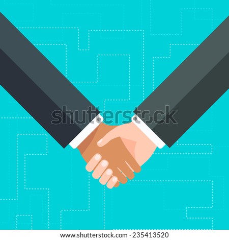 Two business partners agreed a deal and doing handshaking