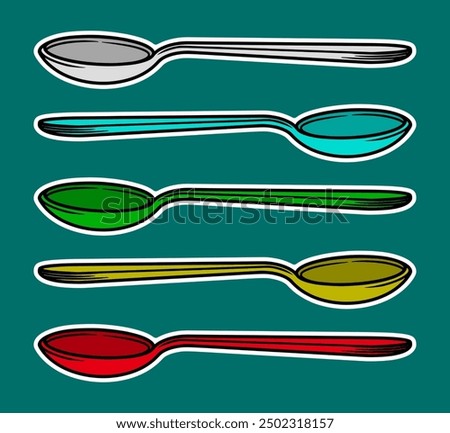 Coffee Spoon Doodle Sticker Illustration