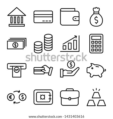 Simple set of money and banking related vector line icon. Editable stroke Stockfoto © 