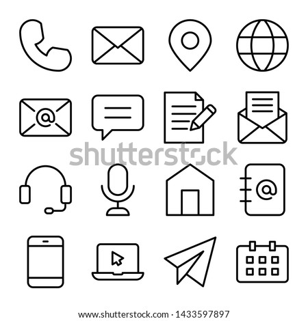 Simple set of contact us related vector line icons. Mail, message, telephone, chat, and more. Editable stroke
