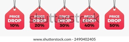 Price drop sale red tag set.