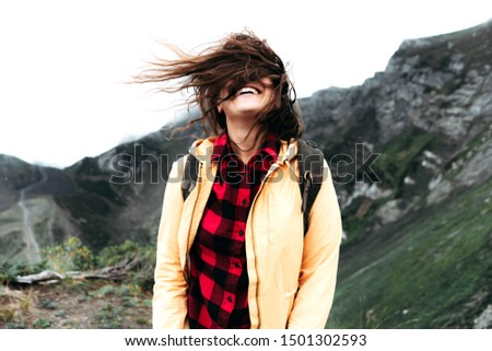 Similar – Image, Stock Photo Laughing women in mountainous area