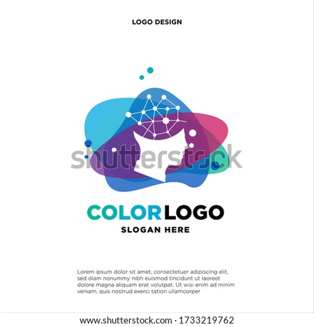 Abstract head logo designs concept vector, Colorful technology logo designs