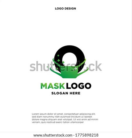 Initial letter O logo template with mask or shield illustration in flat design monogram symbol Foto stock © 