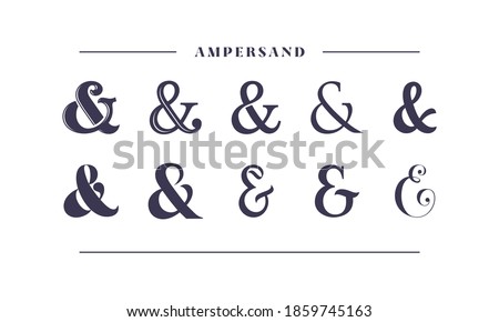 Elegant stylish ampersand, decoration for custom invitation. Sans serif decorative collection. Vector illustration graphic designs.