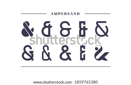 Unique ampersand designs. Decoration ampersands for wedding invitations, stock, template. Vector illustration