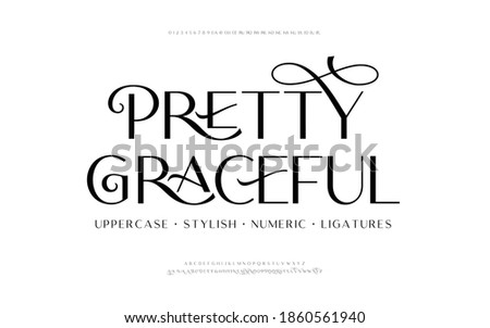 Classic lettering uppercase decoration. Elegant alphabet letters font and number. Typography fonts regular uppercase, lowercase, alternate, and ligatures. Vector illustration design.