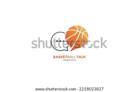 Illustration of a discussion about basketball. Logo podcast concept idea for sports talk. Graphic design vector.