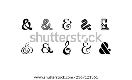 Elegant stylish ampersand, decoration for custom invitation. Sans serif decorative collection. Vector illustration graphic designs.