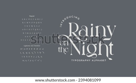 Trendy display typeface bold serif. Modern vintage alphabet collection. Uppercase, lowercase, stylish alternate typography. Vector illustration