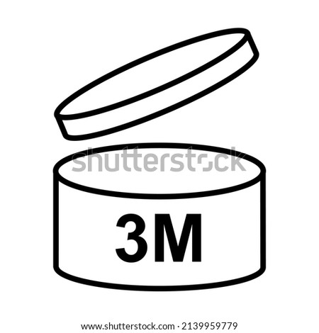 3m period after opening pao icon sign flat style design vector illustration isolated white background. 3 month day expiration period for cosmetic packaging line art symbol.