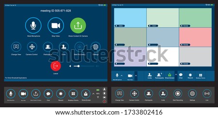  Live broadcast apps Screen interface and icons in social media  application. Music and video app icons.  Photo frame design app post template. Vector mock up illustration