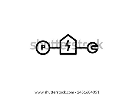 outline icon electric parking area logo design vector illustration. modern parking for electric vehicle logo vector design template