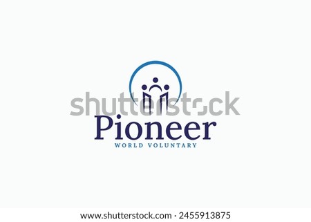 modern pioneer symbol logo vector design template. silhouette people, human and teamwork sign logo design vector illustration with elegant, unique and minimalist styles. 