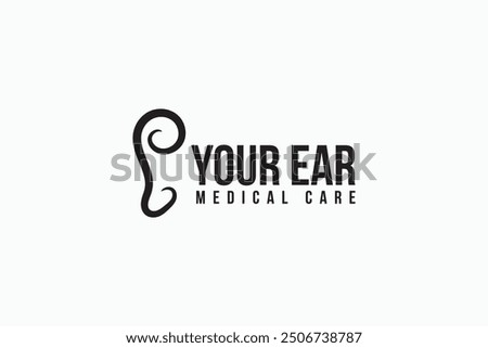 creative line art your ear medical care icon logo design vector illustration with modern, elegant and simple style isolated on white. silhouette ear, listen symbol logo design template