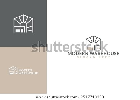 modern warehouse iconic logo design vector ideas. outline warehouse building layout logo vector design template with luxury and simple styles