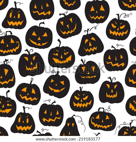 Vector pattern with pumpkins. Halloween holiday, seamless background. Vector illustration. Halloween holiday, seamless white backdrop.