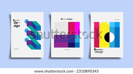 Abstract bauhaus geometric pattern background, vector circle, triangle and square lines art design. Vintage color bauhaus Swiss cover design, poster set. Vector Eps 10
